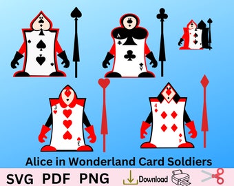 Alice in Wonderland Card Soldiers, Wonderland Party, Card Soldiers SVG, Card Soldiers PNG, Alice in Wonderland Card Soldiers Yard signs.