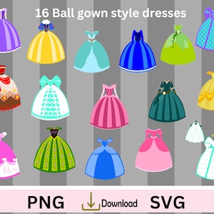 Prinzessin Dress Bundle, Prinzessin Dress SVG, Princess Cut-Datei