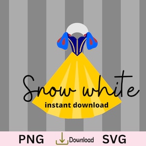 Prinzessin Schneewittchen Kleid SVG PNG Partydekorationen, zeigen weiße Schnittdatei