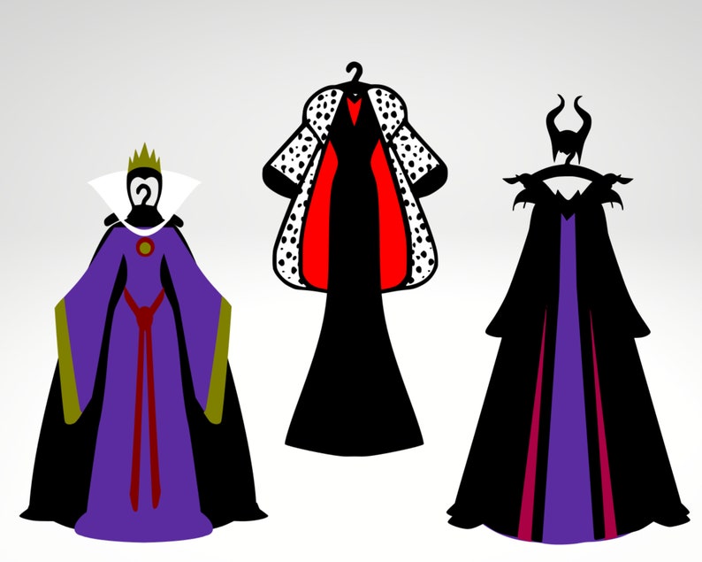 Villian Robe Villian Ladies, Bad Girls,9 Princess Villian's. SVG, PNG . Villian ...