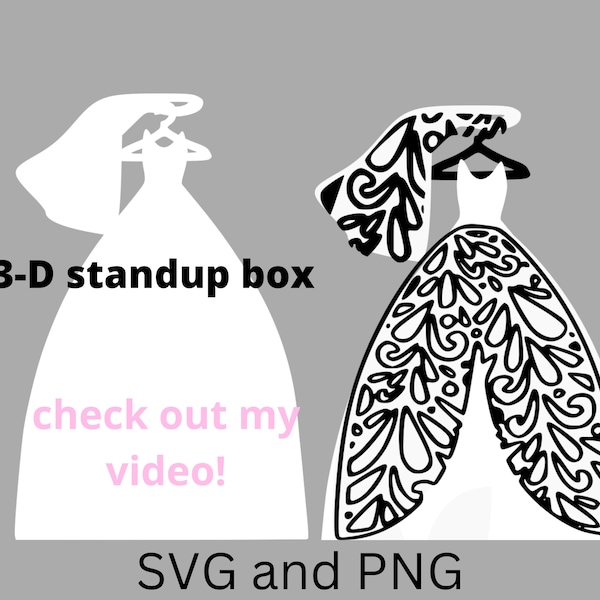 Wedding Dress SVG, Bridesmaid box gift