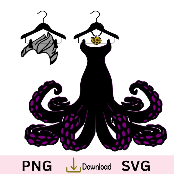 Ursula SVG, Evil Queen Dress SVG, Evil Villian Ursula Dress, Princess SVG, Bad Girls.