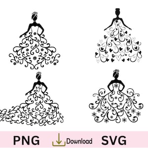 Brautkleid SVG, 4 Spitzenkleider, Prinzessinnenkleider
