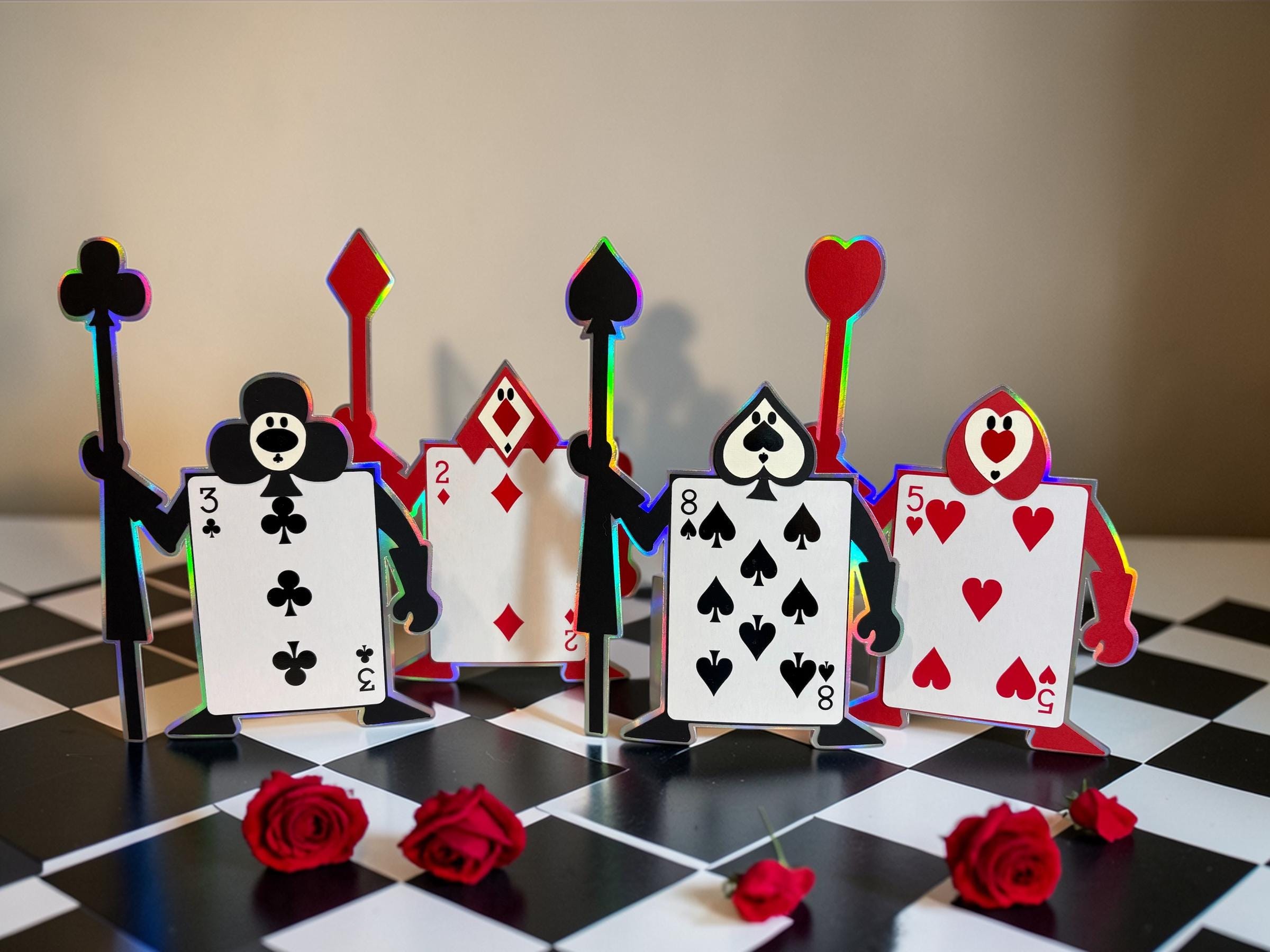 Alice in Wonderland Card Soldiers: Holographic Mad Hatter Party