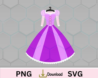 Princess Dress SVG, Rapunzel, Tangled, Cupcake toppers, little girl Princess Party. Princess T-shirt SVG,3D princess dress