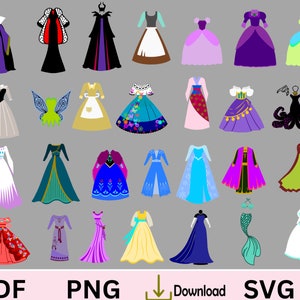 Décorations en papier princesse pour robe cadeau de fête robe de princesse SVG anniversaire gâteau topper robe de princesse déco pour petite fille robe de soirée