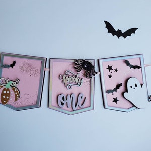 Banner de silla alta de Halloween, Halloween Spooky One Ghost 1er cumpleaños, decoración de fiesta de Halloween, Spooky One High Chair Banner