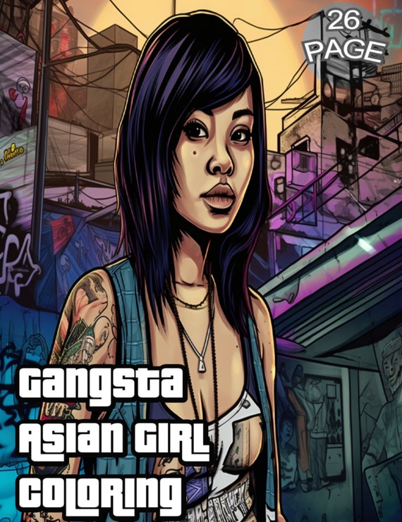 East Meets Ink: Gangsta Asian Coloring Page Instant Download