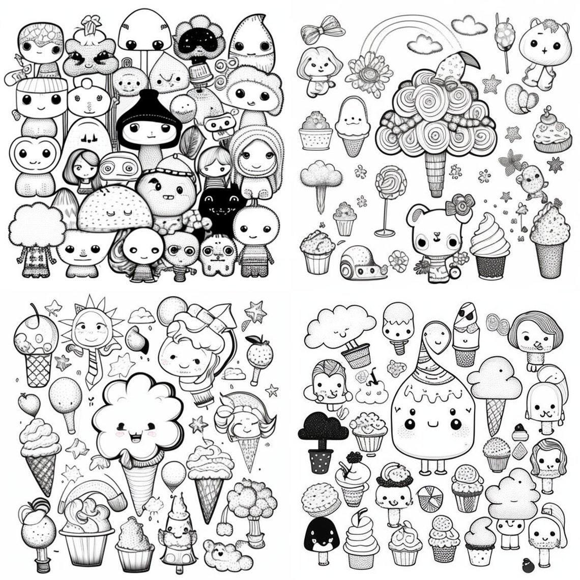 Printable 28 Page Kawaii Junk Coloring Book for Adults and Kids ...