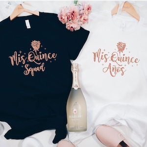 Includes FREE personalization, Mis Quince, Mis Quince Squad custom tees, camiseta para quinceañera, playera para Quinceañera.