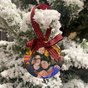 Aangepaste kerst dubbelzijdig fotoornament, fotoboomornament, gepersonaliseerd ornament, gesublimeerd boomornament, kousvuller.
