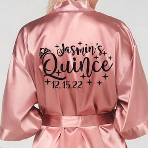 Includes FREE front personalization, Mis Quince satin robes, getting ready robe, quinceañera gift, birthday gift, custom Name.