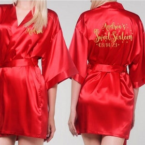Includes FREE front personalization, Sweet sixteen satin robes, sweet 16 getting ready satin robe, gift, birthday gift.