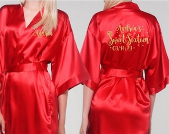 Includes FREE front personalization, Sweet sixteen satin robes, sweet 16 getting ready satin robe, gift, birthday gift.