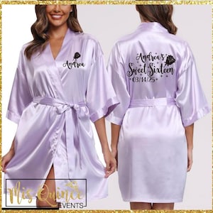 Includes FREE front personalization, Sweet sixteen satin robe with beauty and the beast rose, sweet 16 getting ready robe.