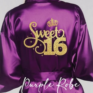 Includes FREE front personalization, Sweet sixteen satin robes, getting ready robe, gift, birthday gift.