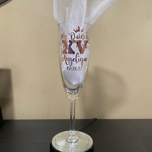 SET of 6 Personalized Mis Quince Champagne toasting flute, copa de brindis, cute flute, quinceañera party favors, quinceañera recuerdos..