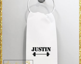 Toalla de gimnasio bordada personalizada, toalla para levantamiento de pesas, para ganar masa muscular, toalla para entrenamiento con pesas, para el fitness muscular, regalo de gimnasio, regalo de Navidad, detalle para la bota navideña.