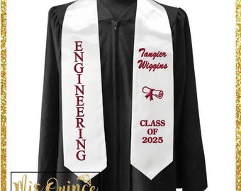 Custom Engineering embroidered 72" Graduation Stole, personalized Class of Graduation sash, graduation stoles 2025, custom design and year.