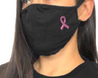 Custom Color Cancer RIBBON face mask, fighter face mask, no one fights alone face mask.