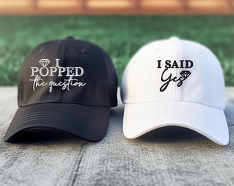 Includes free side personalization I popped the question i said yes embroidered hat, proposal gift set, personalized Valentines day gift.