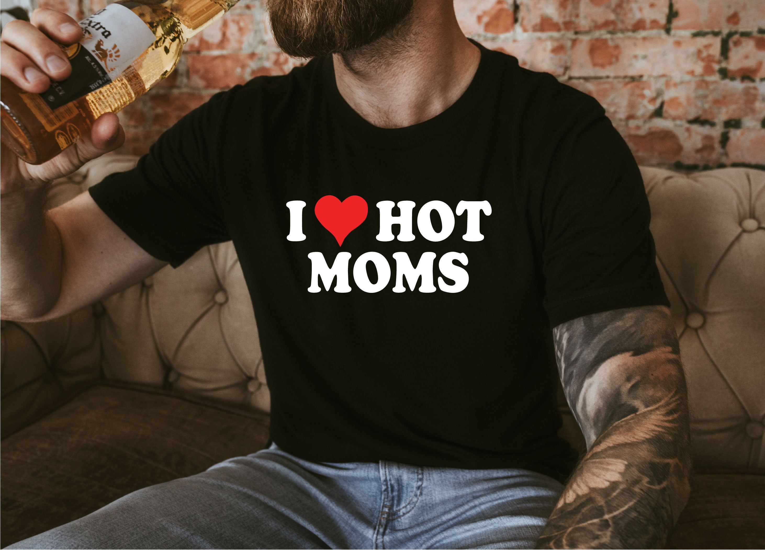 Funny Pun I Heart Moms Red Heart I Love Hot Mommy Wallpaper by  ShirTomDesigns  Society6