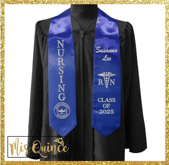 Custom design embroidered 72" Galen College school of nursing, Graduation Stole, personalized Class of Graduation sash, custom design.