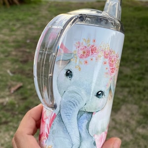 Personalized Kids toddler tumbler Elephant sippy cup, child tumbler, Easter gift, Easter basket stuffer, toddler gift,