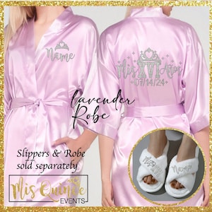 Includes FREE front personalization, Mis sixteen with crown satin robe, sold separately  Slippers, Mis 16 getting ready robe, Quince gift.