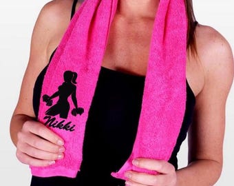 Toalla de gimnasio bordada personalizada, toalla de yoga, zumba, entrenamiento con pesas, bikini fitness, regalo de gimnasio, relleno de media, regalo de Navidad.