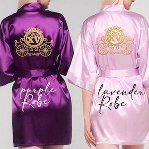 Includes FREE front personalization, Mis Quince satin robe with Princess Carriage, getting ready robe, quinceañera gift, birthday gift.
