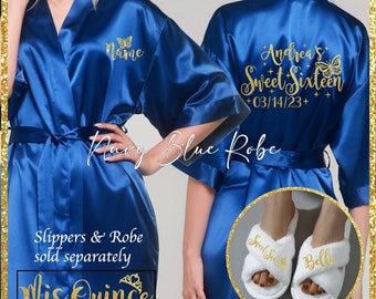 Includes FREE front personalization, Sweet sixteen butterfly satin robe, sold separately Slippers, sweet 16 getting ready robe.