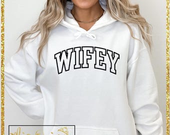 Op maat geborduurde vrouw hoodie, geborduurde trui hoodie, nieuwe bruid sweater, verlovingscadeau, gepersonaliseerd Valentijnsdagcadeau.
