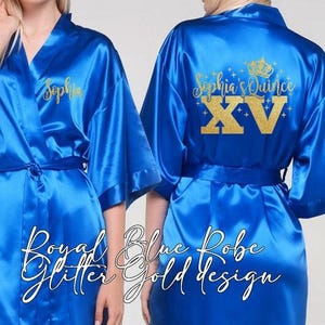 Includes FREE front personalization, Custom Quinceañera satin robes, getting ready robe, quinceañera gift, birthday gift.