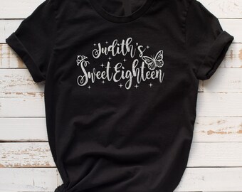 Includes FREE personalization, Sweet Eighteen custom tees, Sweet 18 tees, birthday gift, custom text.