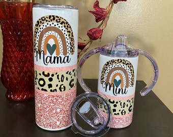 Mama Mini passender Trinkbecher, Geburtstagsgeschenk, Mutter-Tochter-Geschenk, Nikolausgeschenk, Weihnachtsgeschenk, Geschenk zum Schulanfang.