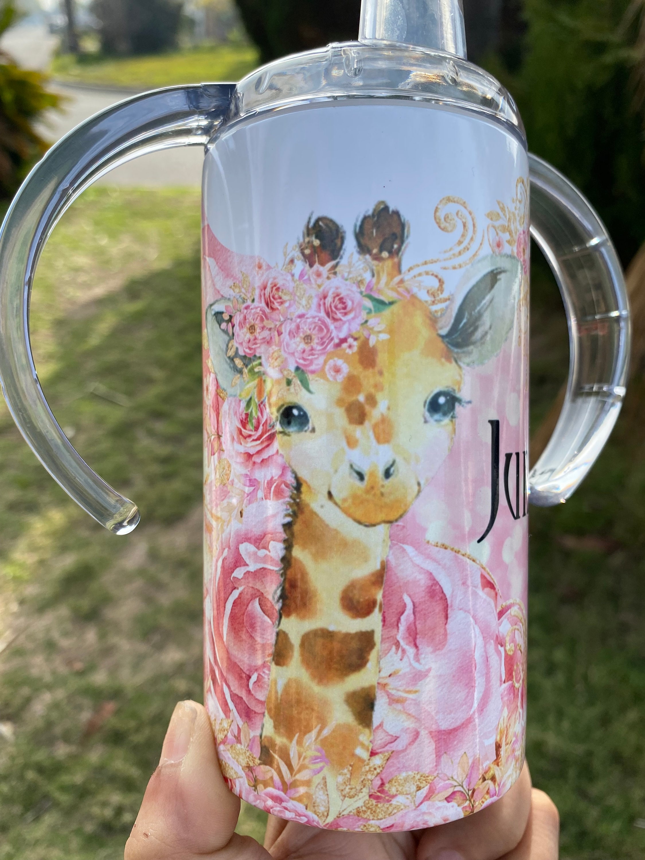 Giraffe Tumbler with Lid and Straw - Unique Giraffe Gifts for