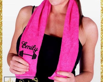 Toalla de gimnasio bordada personalizada, toalla de yoga, zumba, toalla para entrenamiento con pesas, toalla para bikini fitness, regalo para el gimnasio, detalle para la bota navideña, regalo de Navidad.