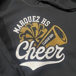Includes FREE back personalization, custom cheerleader hoodie, cheer mom hoodie, cheer mom gft, cheer competition sweatshirt.
