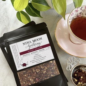 Loose leaf tea SKIN HEALING organic blend rooibos roselle jamacia ginger herbal tea