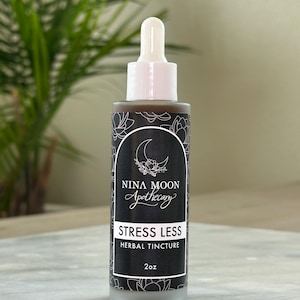 STRESS LESS herbal tincture organic herbal remedy blue vervain motherwort lemon balm