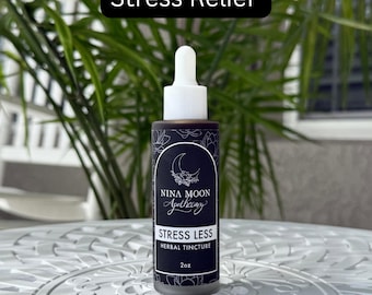 Stress weniger Kräutertinktur - Natürlicher Stress & Angst Relief | Bio Blue Vervain, Mutterkraut und Zitronenmelisse Heilmittel