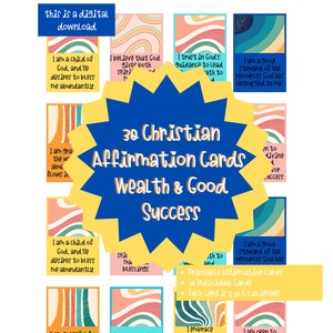 Christliche Affirmationskarten | Christliche Affirmationen Kartendeck | Reichtum und guter Erfolg Affirmationen |Christliche Erklärungen| 30 Karten Set |