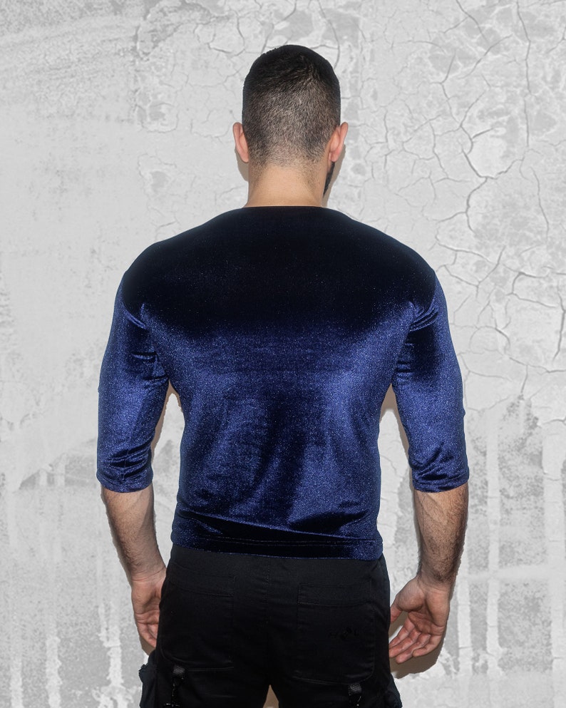Mens Blue Velvet Shirt Etsy