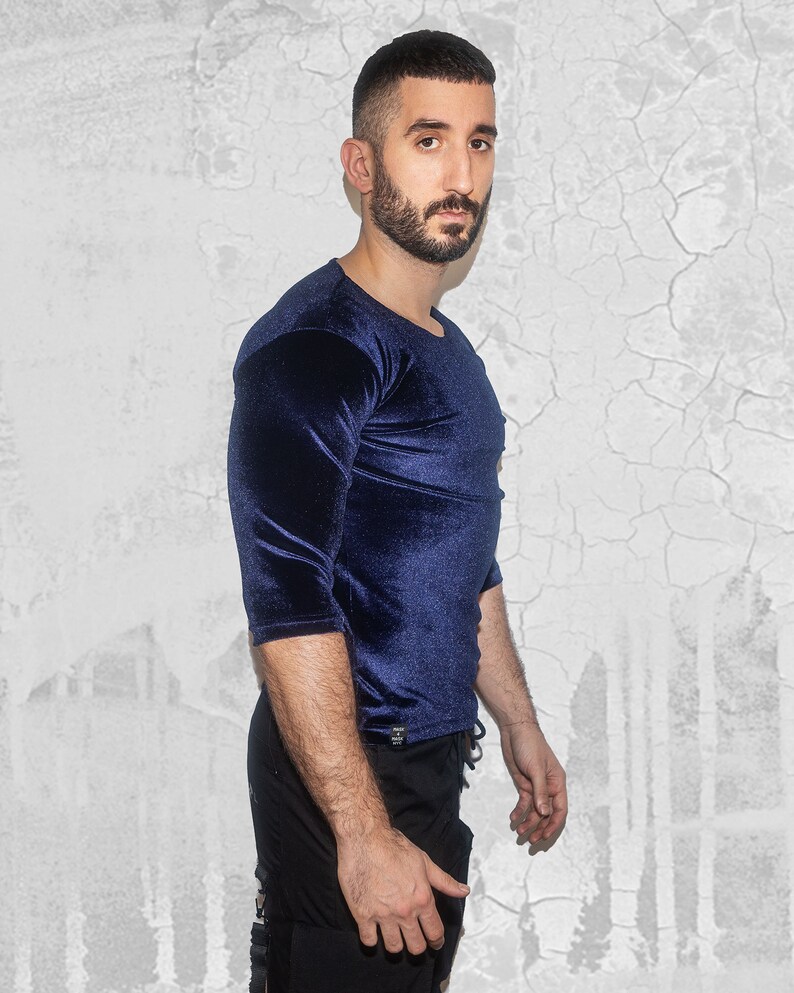 Mens Blue Velvet Shirt Etsy