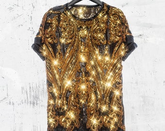 Men's Shiny Golden Sequins Shirt