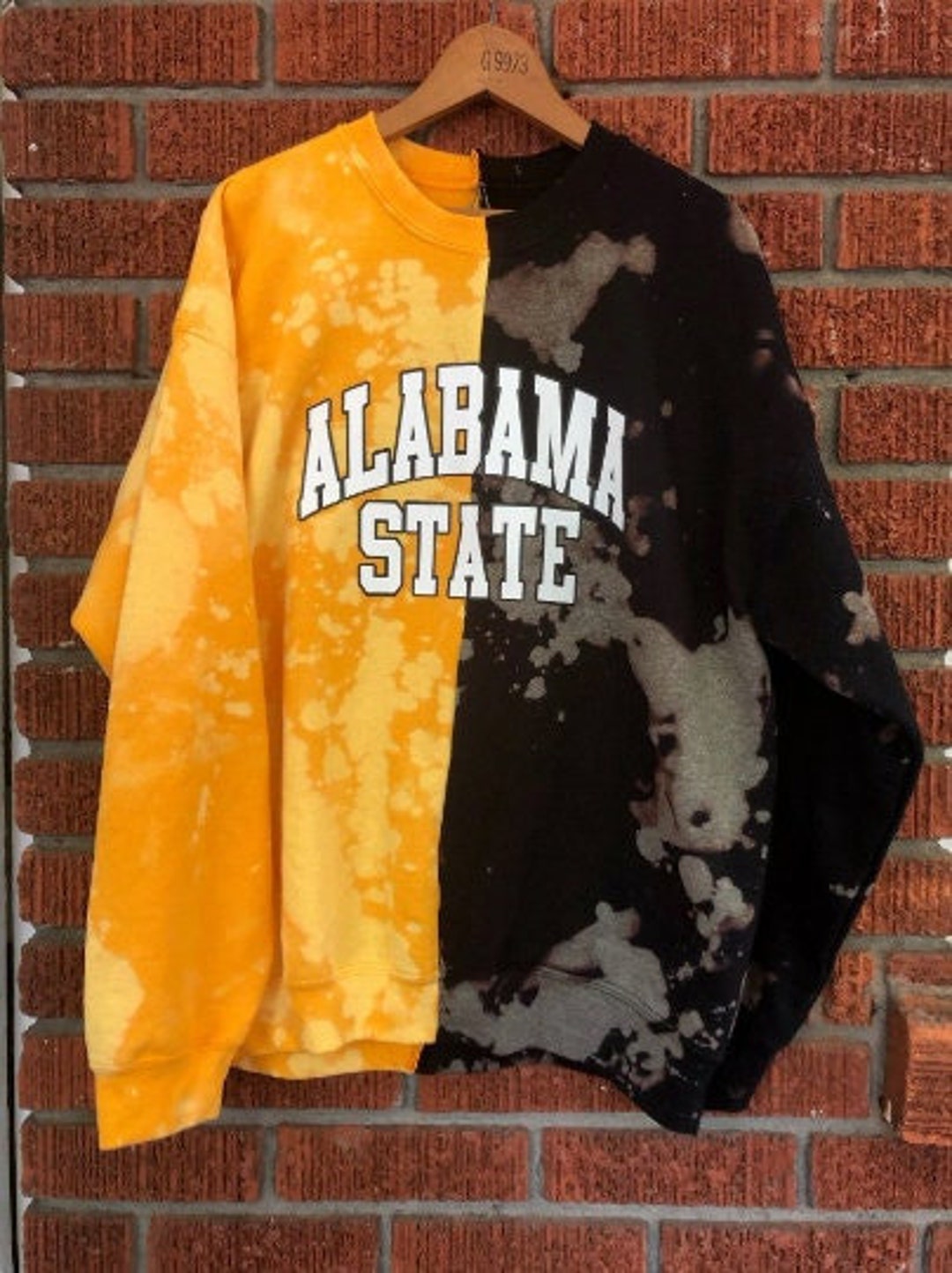 Handmade Alabama State Black Gold Hand Bleached Half and Half Etsy