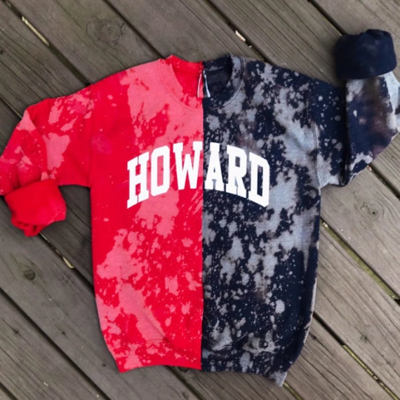 Howard Sweater Red Navy Blue Hand Bleached Half and Half Crew - Etsy