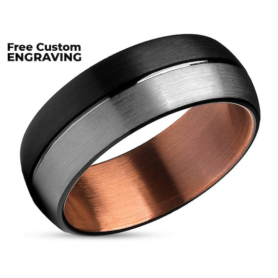Tungsten and copper wedding best sale bands