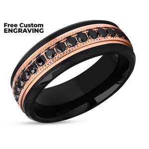 Black Wedding Ring | Rose Gold Tungsten Ring | Tungsten Carbide Ring | Anniversary Ring | Engagement Ring | Wedding Ring | Wedding Band